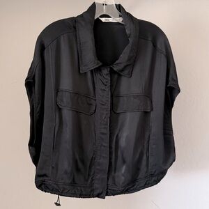 Bundle 3 for 50% off Zara Black Viscose Satin Shirtjacket with Utility Detailing